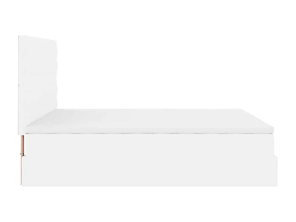 Estrutura de cama otomana com colchão branco couro falso