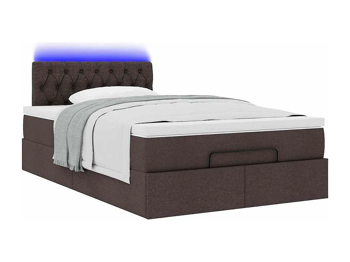 Cadre de lit ottoman avec matelas marron foncé 120x190 cm tissu