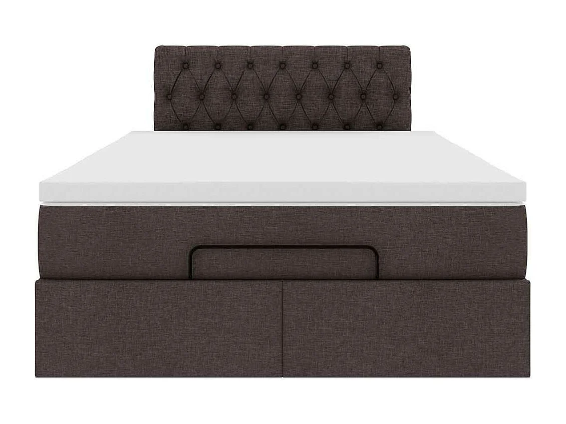 Cadre de lit ottoman avec matelas marron foncé 120x190 cm tissu