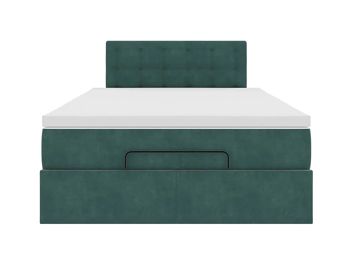 Cadre de lit ottoman avec matelas vert foncé 120x200 cm velours