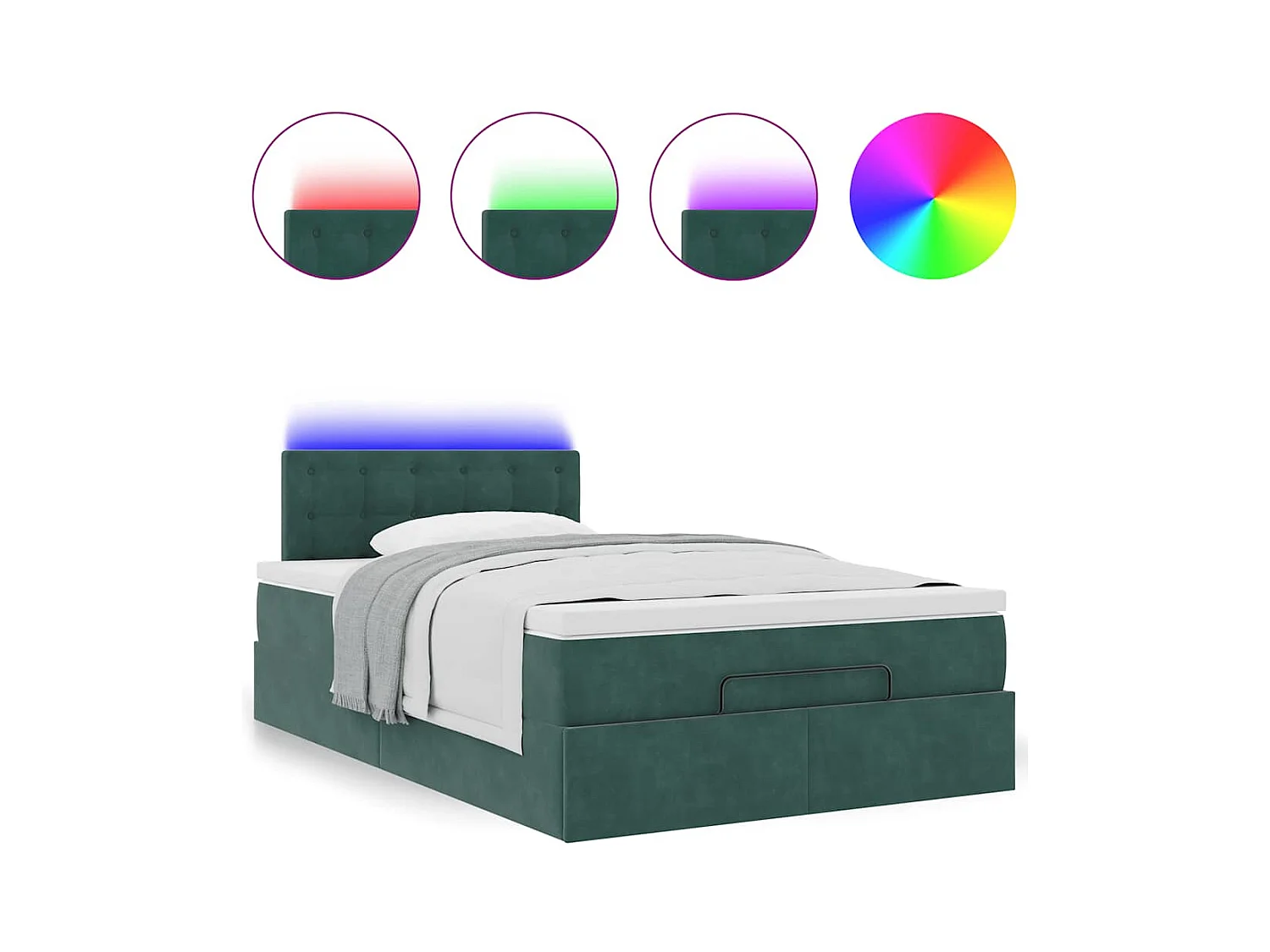 Cadre de lit ottoman avec matelas vert foncé 120x200 cm velours