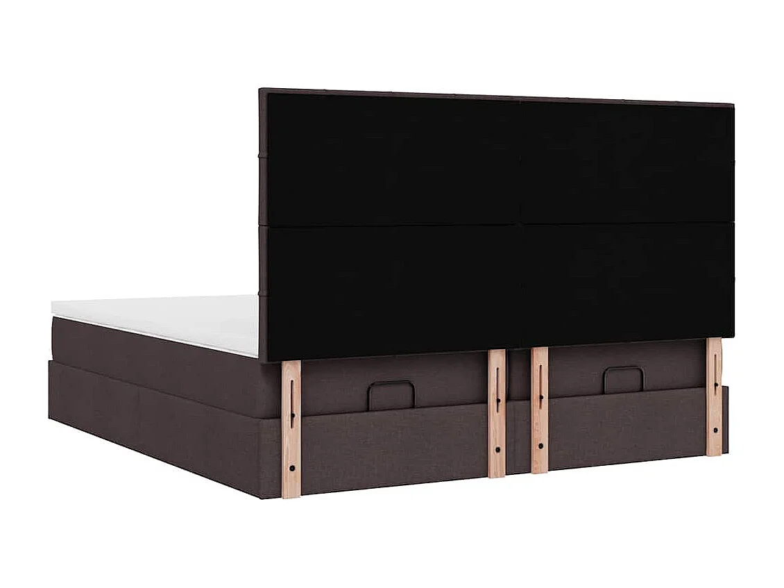 Cadre de lit ottoman avec matelas marron foncé 200x200 cm tissu