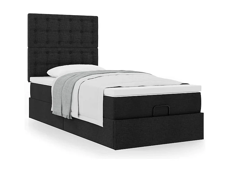 Cadre de lit ottoman avec matelas noir 100x200cm tissu