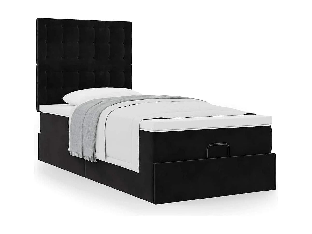 Cadre de lit ottoman avec matelas noir 80x200 cm velours