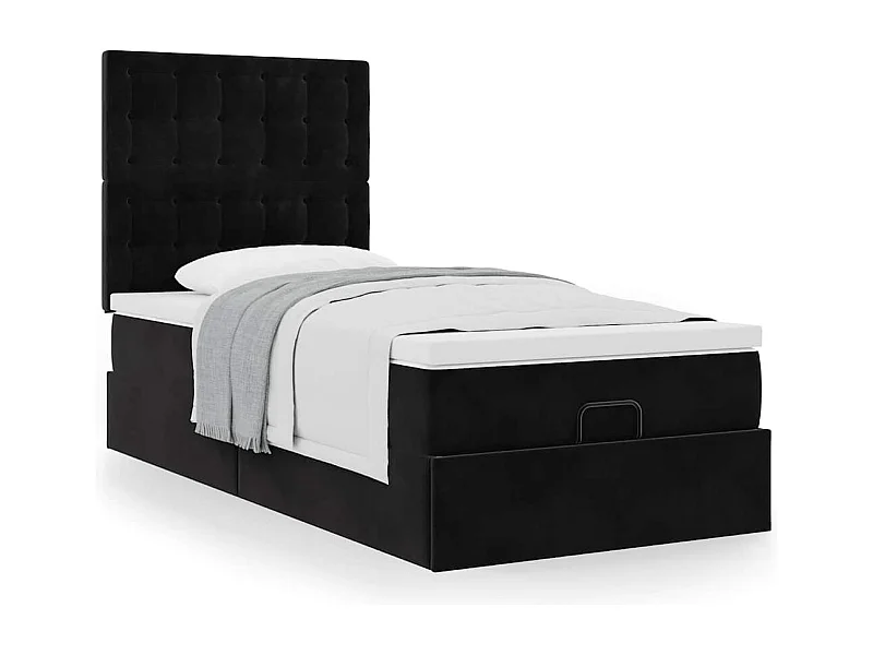 Cadre de lit ottoman avec matelas noir 80x200 cm velours