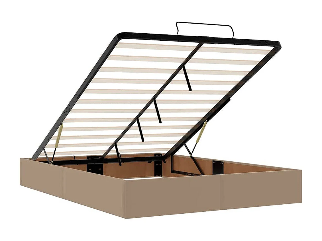 Cadre de lit ottoman et matelas cappuccino 140x190cm similicuir