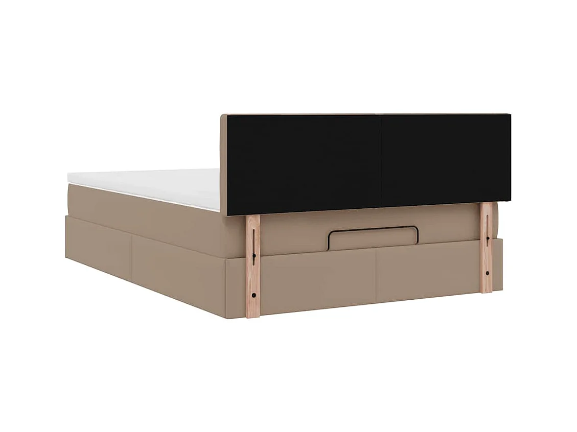Cadre de lit ottoman et matelas cappuccino 140x190cm similicuir