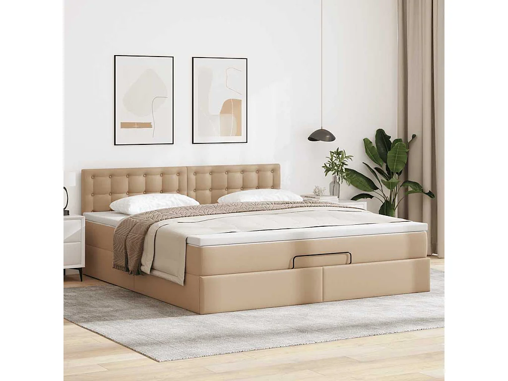 Estrutura de cama otomana com colchão cappuccino 140x190 cm