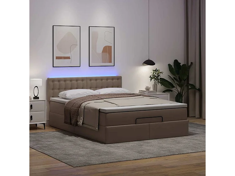 Estrutura de cama otomana com colchão cappuccino 140x190 cm