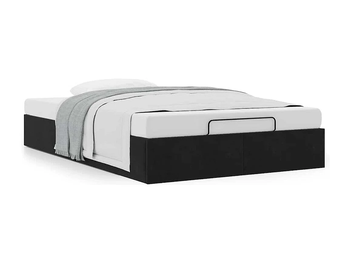 Cadre de lit ottoman sans matelas noir 120x190 cm velours
