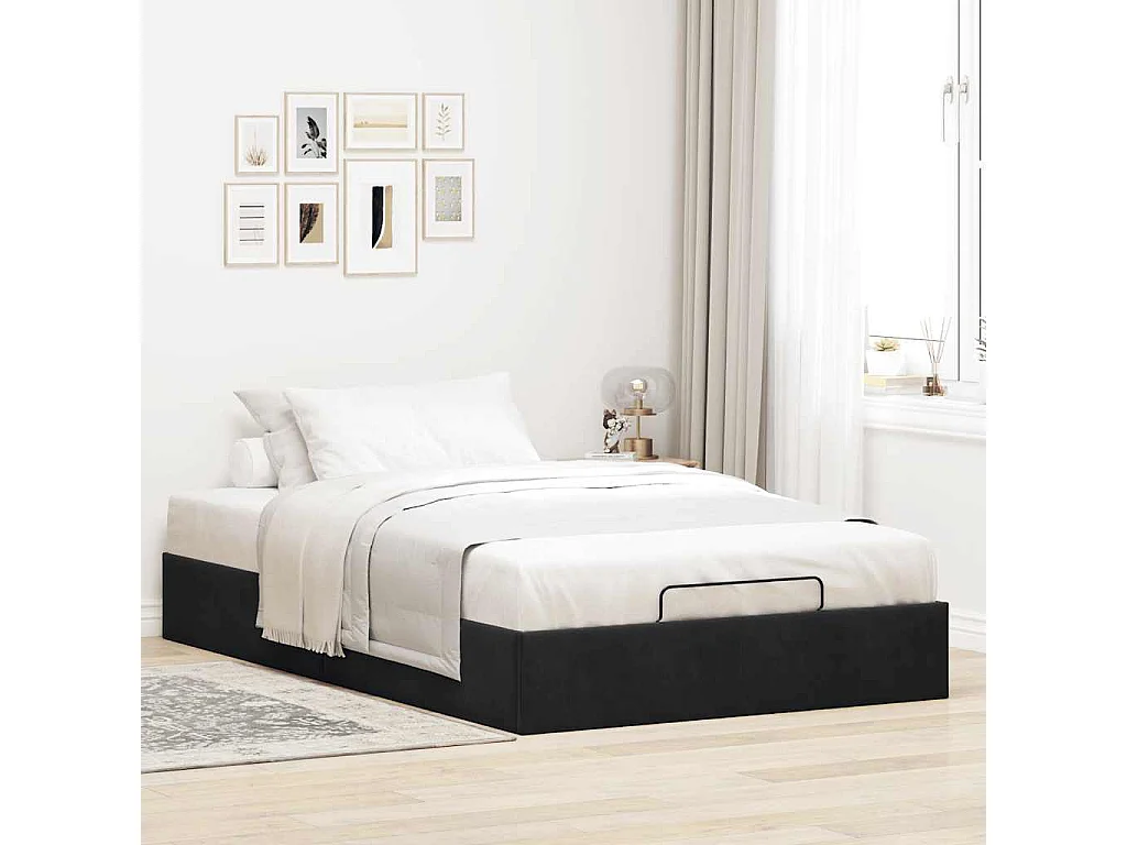Cadre de lit ottoman sans matelas noir 120x190 cm velours