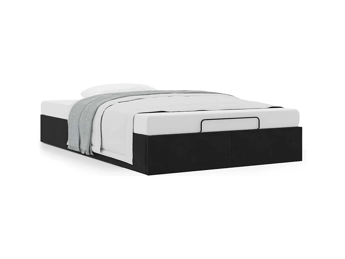 Cadre de lit ottoman sans matelas noir 120x190 cm velours
