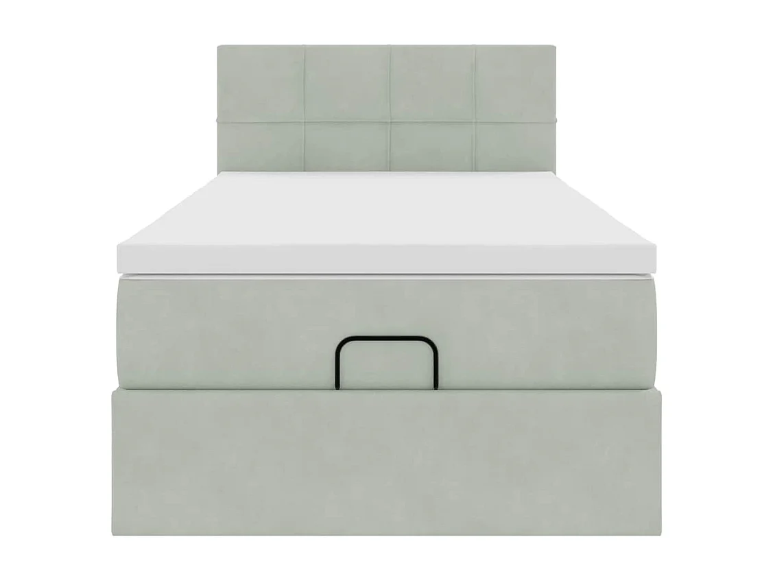 Estrutura cama otomana colchão 90x190 cm veludo cinzento claro