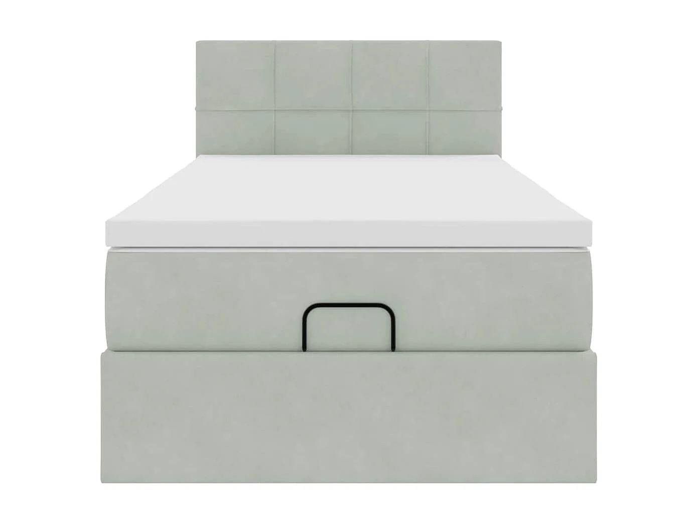 Estrutura cama otomana colchão 90x190 cm veludo cinzento claro