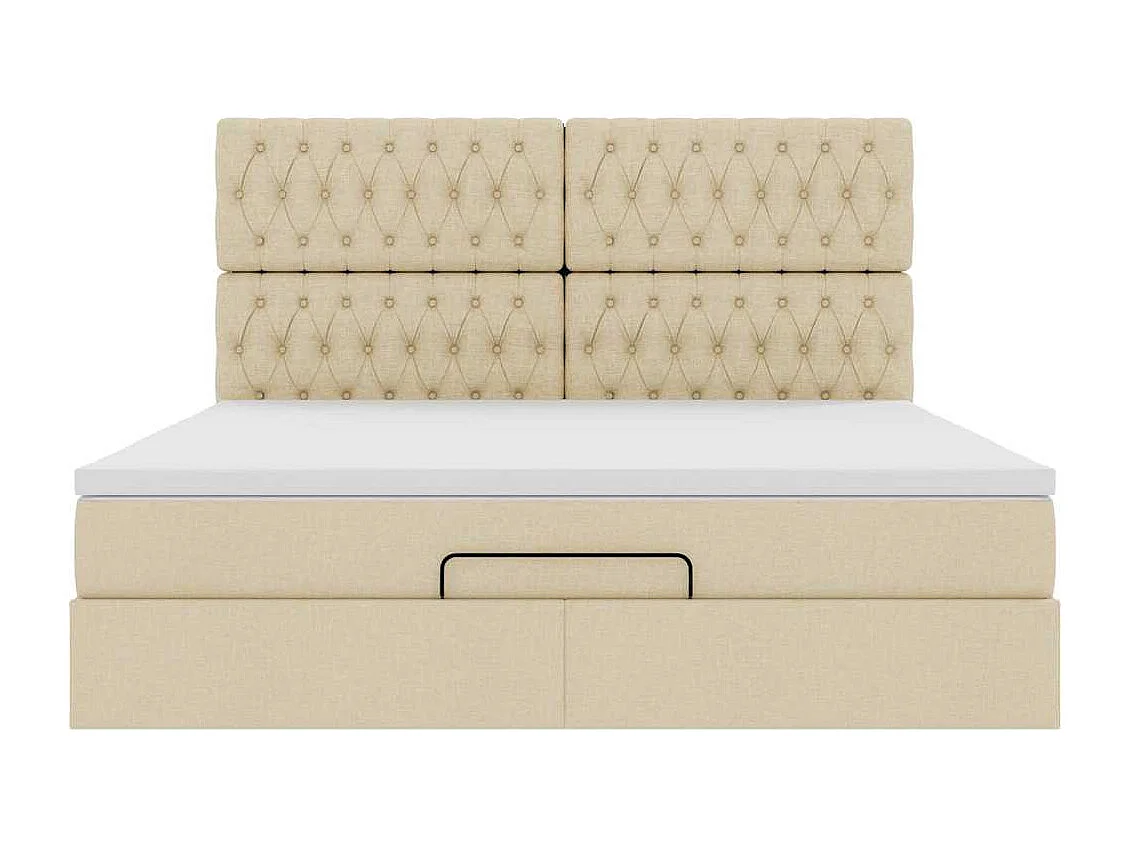 Cadre de lit ottoman avec matelas crème 180x200 cm tissu