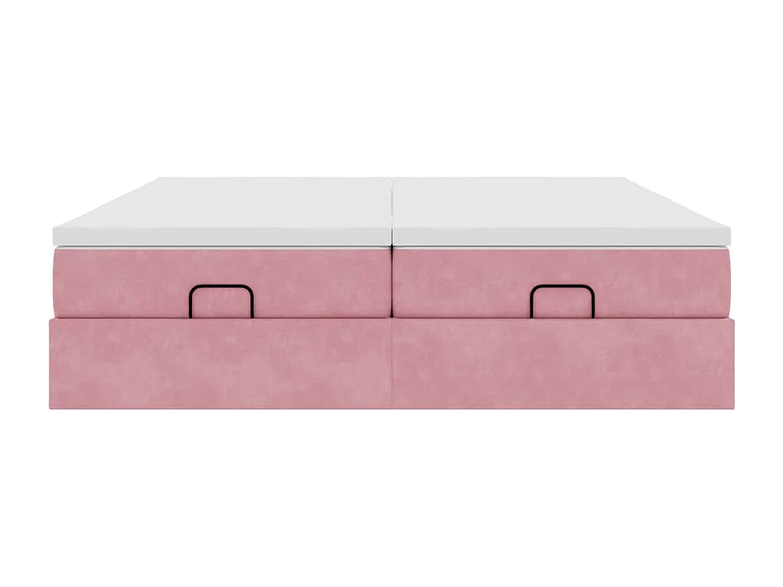 Estructura de cama otomana colchones terciopelo rosa 160x200cm