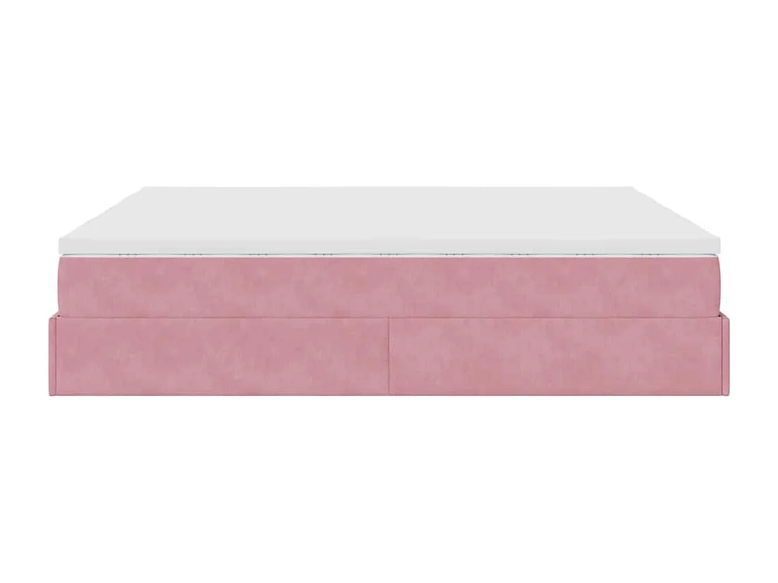 Estructura de cama otomana colchones terciopelo rosa 160x200cm