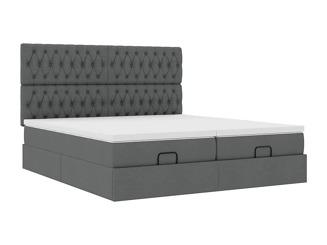 Cadre de lit ottoman avec matelas gris foncé 180x200cm tissu