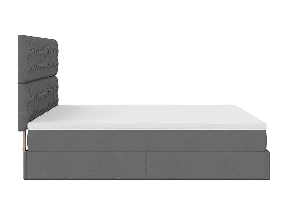Cadre de lit ottoman avec matelas gris foncé 180x200cm tissu