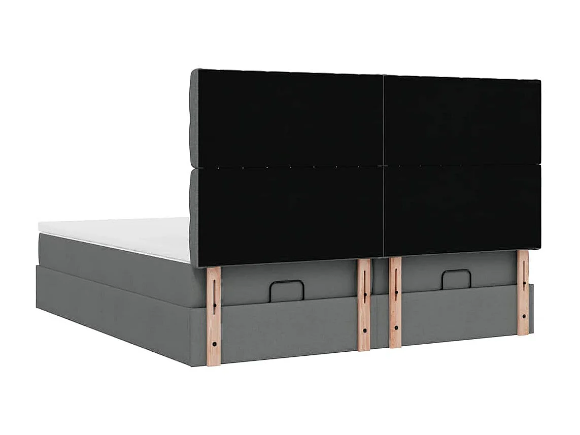 Cadre de lit ottoman avec matelas gris foncé 180x200cm tissu