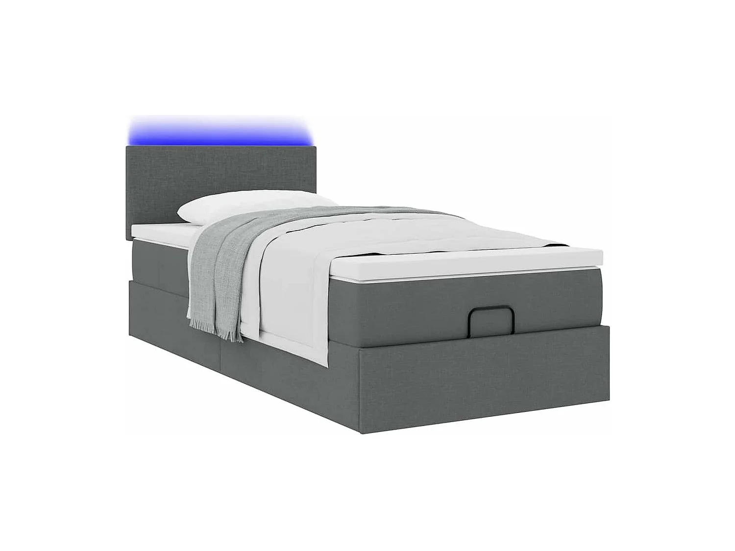 Cama otomana com colchão 90x200 cm tecido cinzento escuro