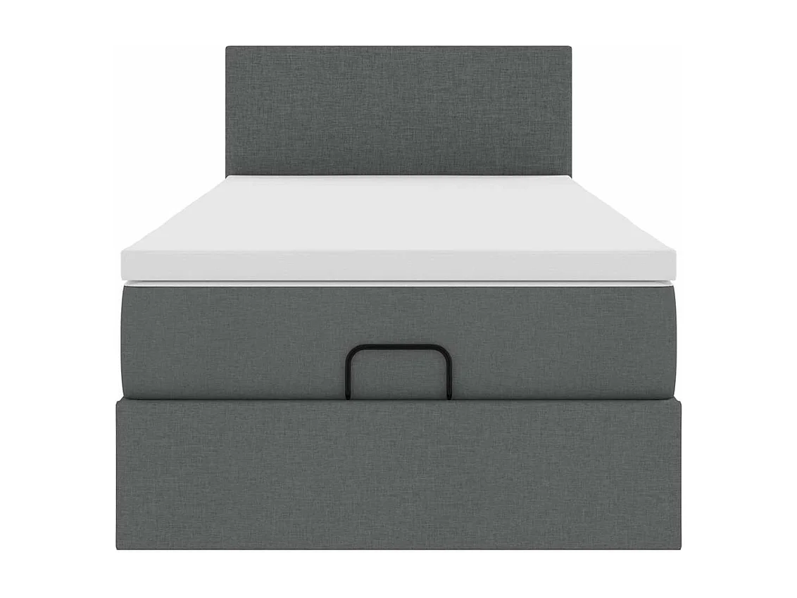 Cama otomana com colchão 90x200 cm tecido cinzento escuro