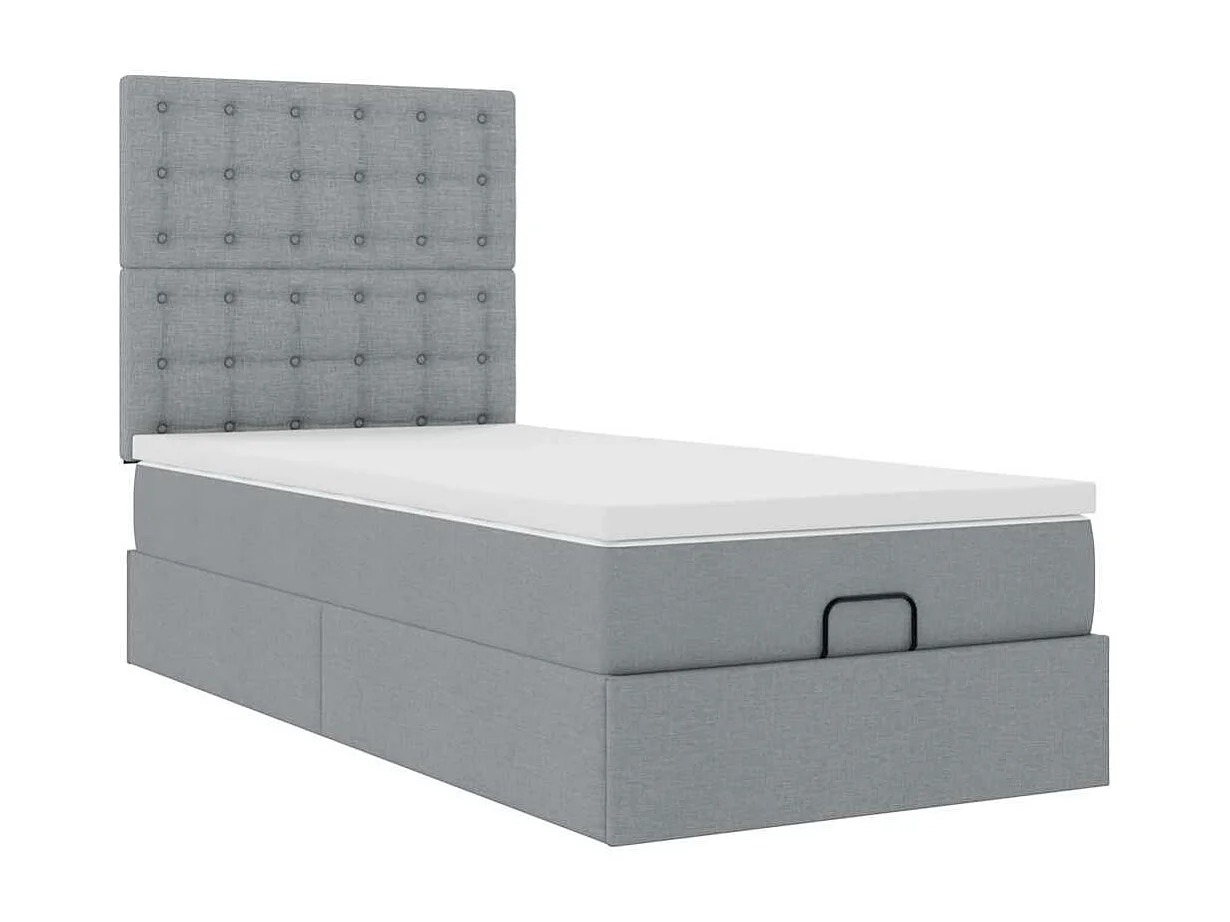 Ottoman bed met matras en LED's 100x200cm stof lichtgrijs
