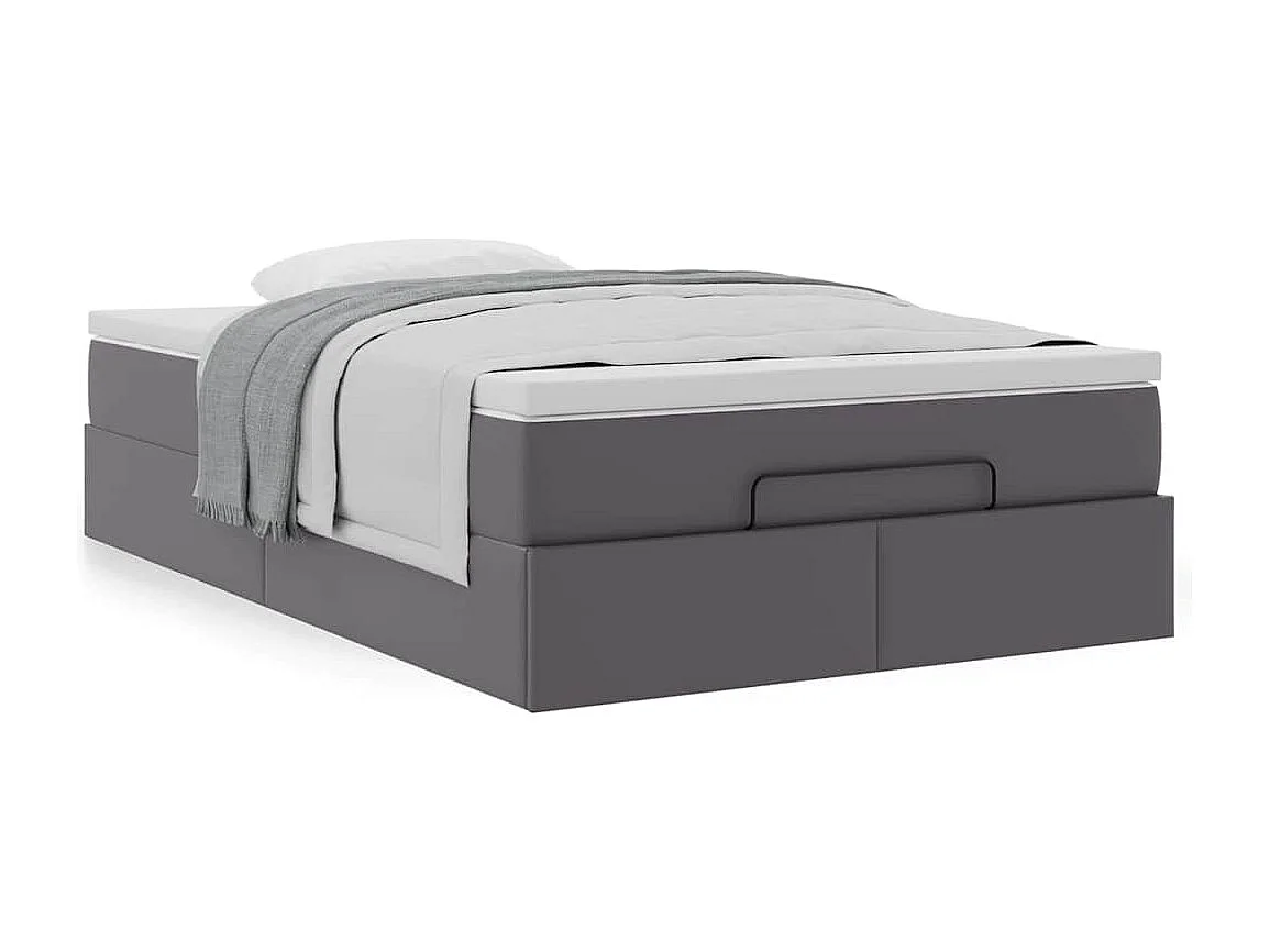 Cadre de lit ottoman avec matelas gris 120x200 cm similicuir
