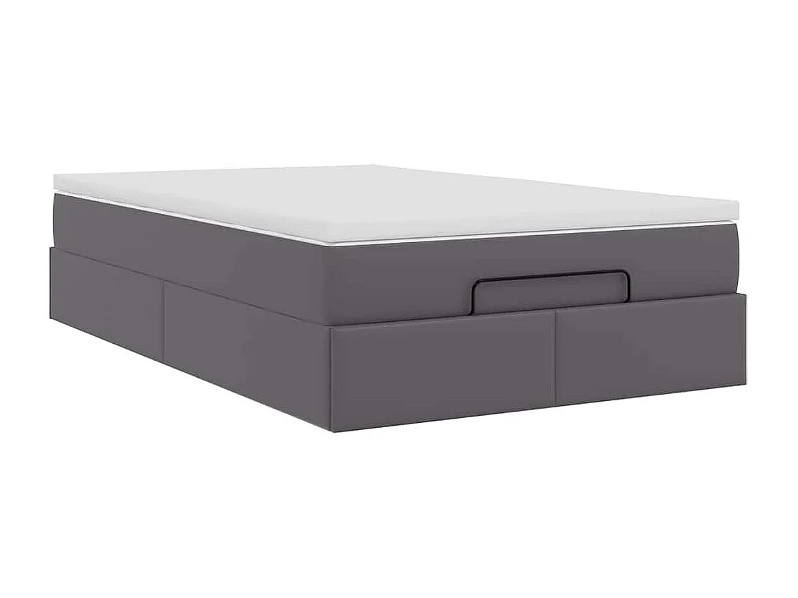 Cadre de lit ottoman avec matelas gris 120x200 cm similicuir