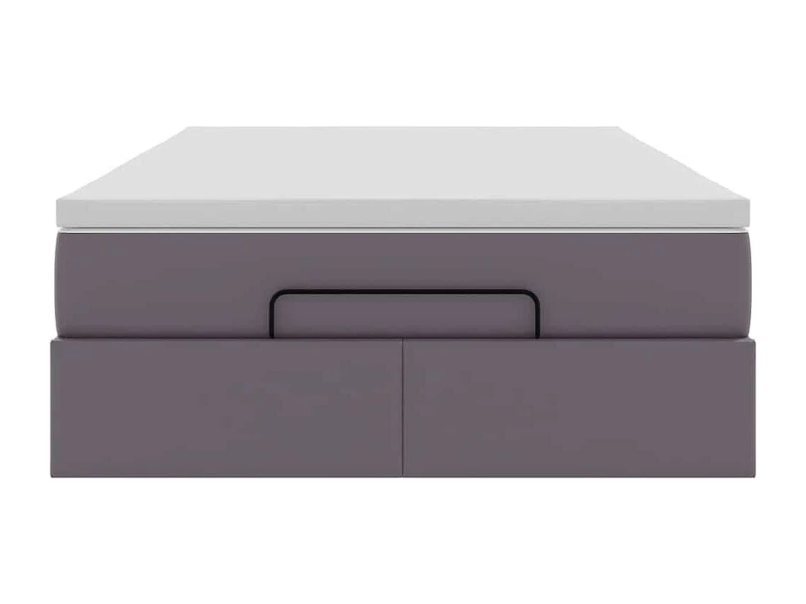 Estructura cama otomana colchón cuero sintético gris 120x200cm