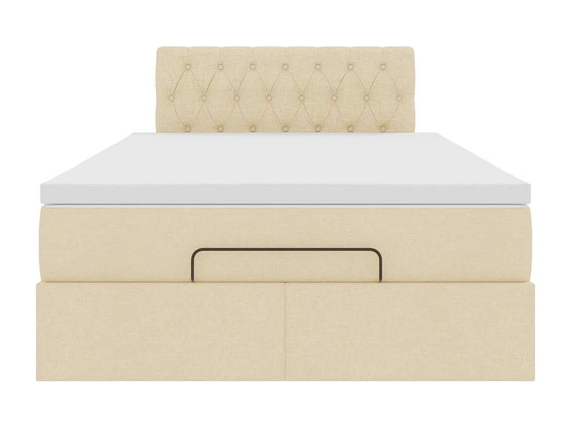 Cadre de lit ottoman avec matelas crème 120x190 cm tissu