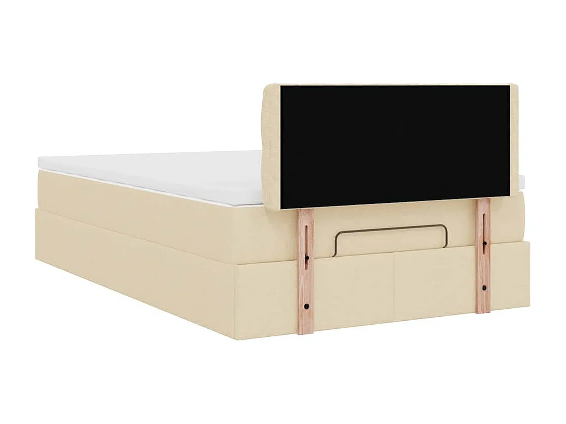 Cadre de lit ottoman avec matelas crème 120x190 cm tissu