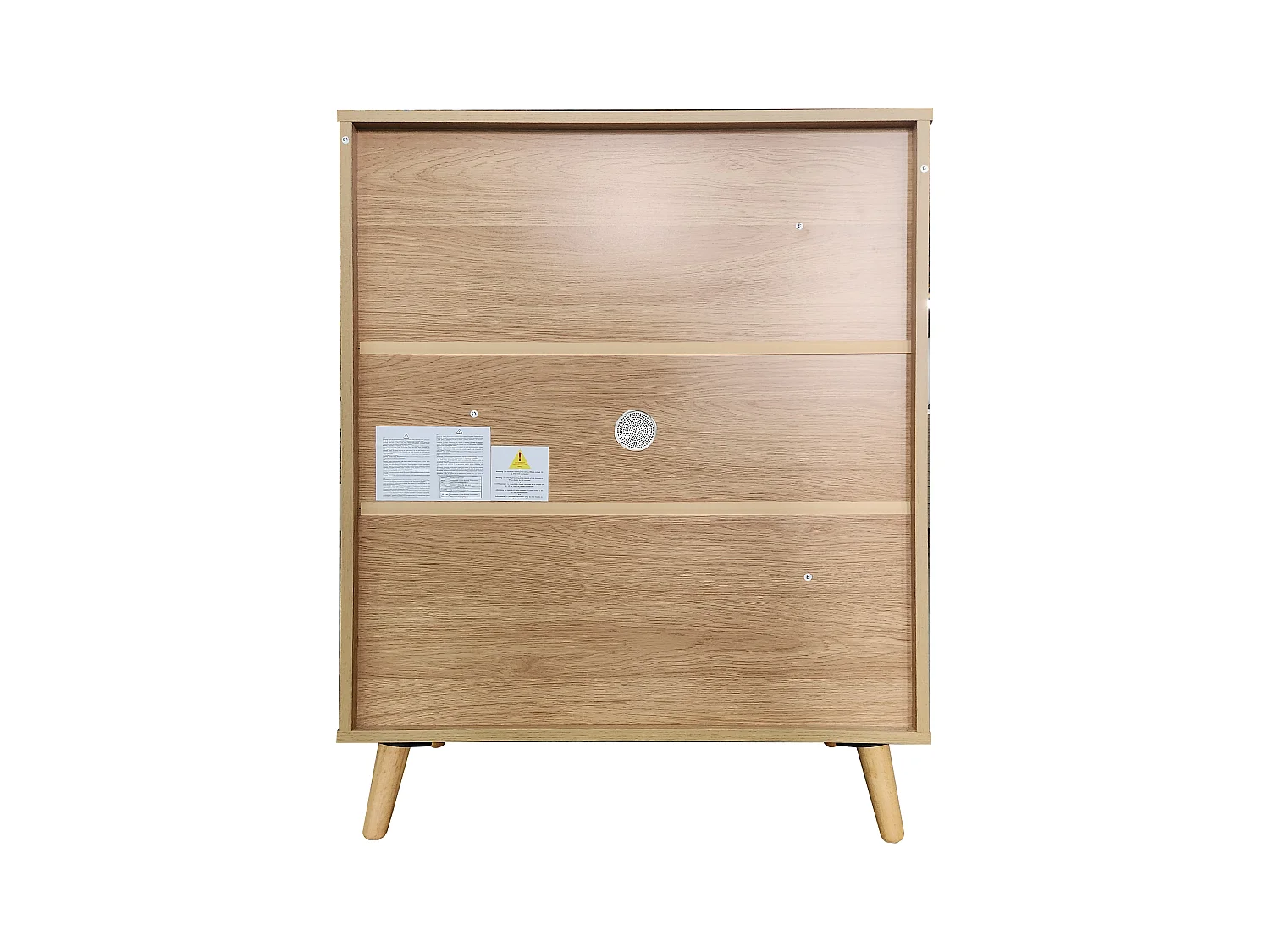 Meuble à chaussures avec 2 portes - 76 x 37 x 98,5 cm - Panneaux de particules - Design unique - Bleu gris et bois