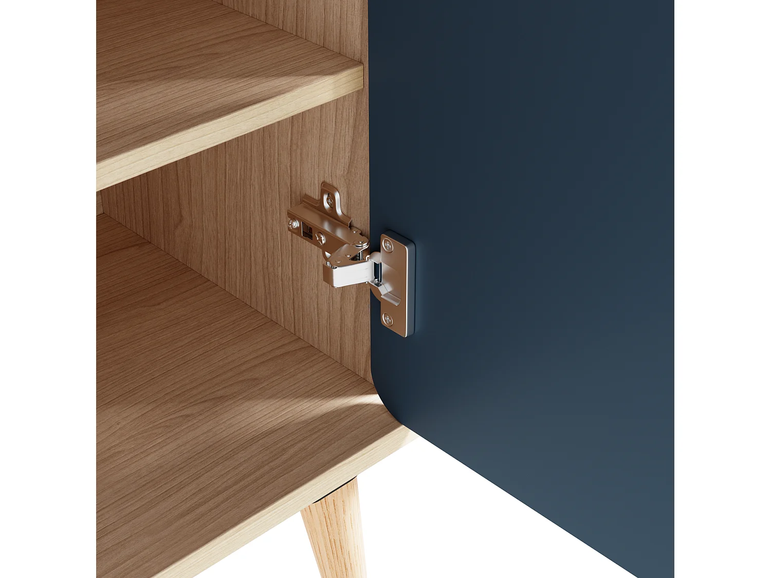 Schoenenkast met 2 deuren - 76 x 37 x 98,5 cm - Spaanplaat - Uniek design - Blauwgrijs en hout