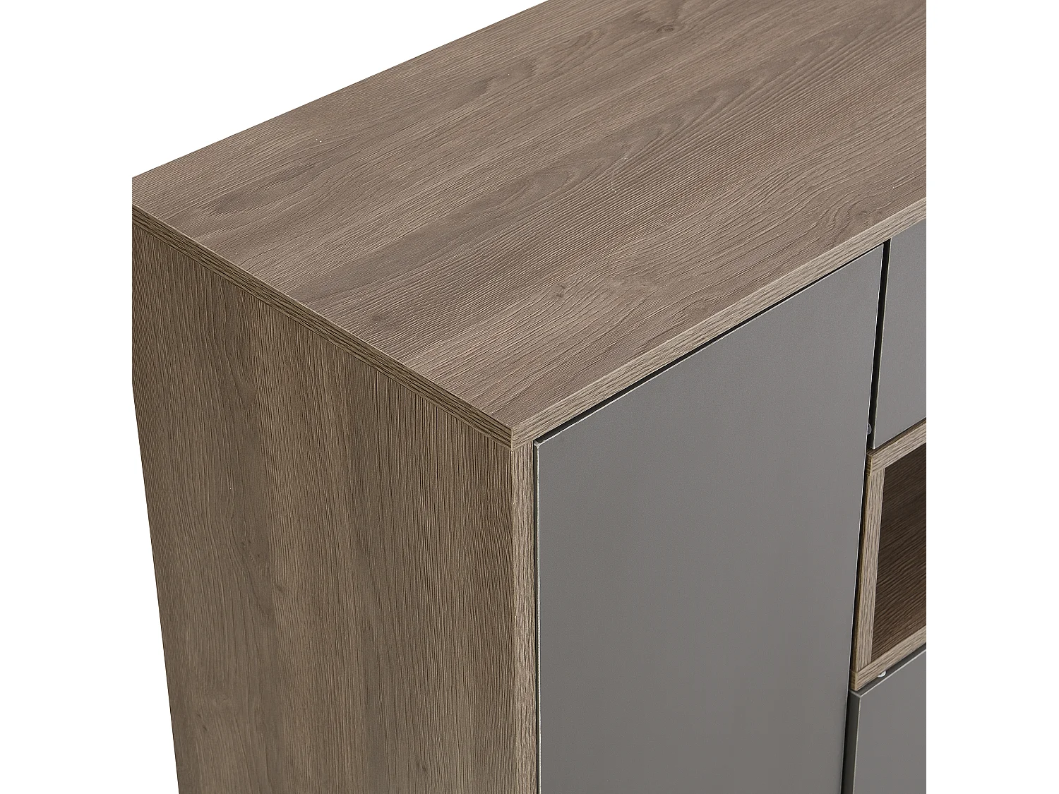 Meuble à chaussures avec banc, 3 portes et 1 tiroir - 140 x 35 x 110 cm - Panneaux de particules - Gris