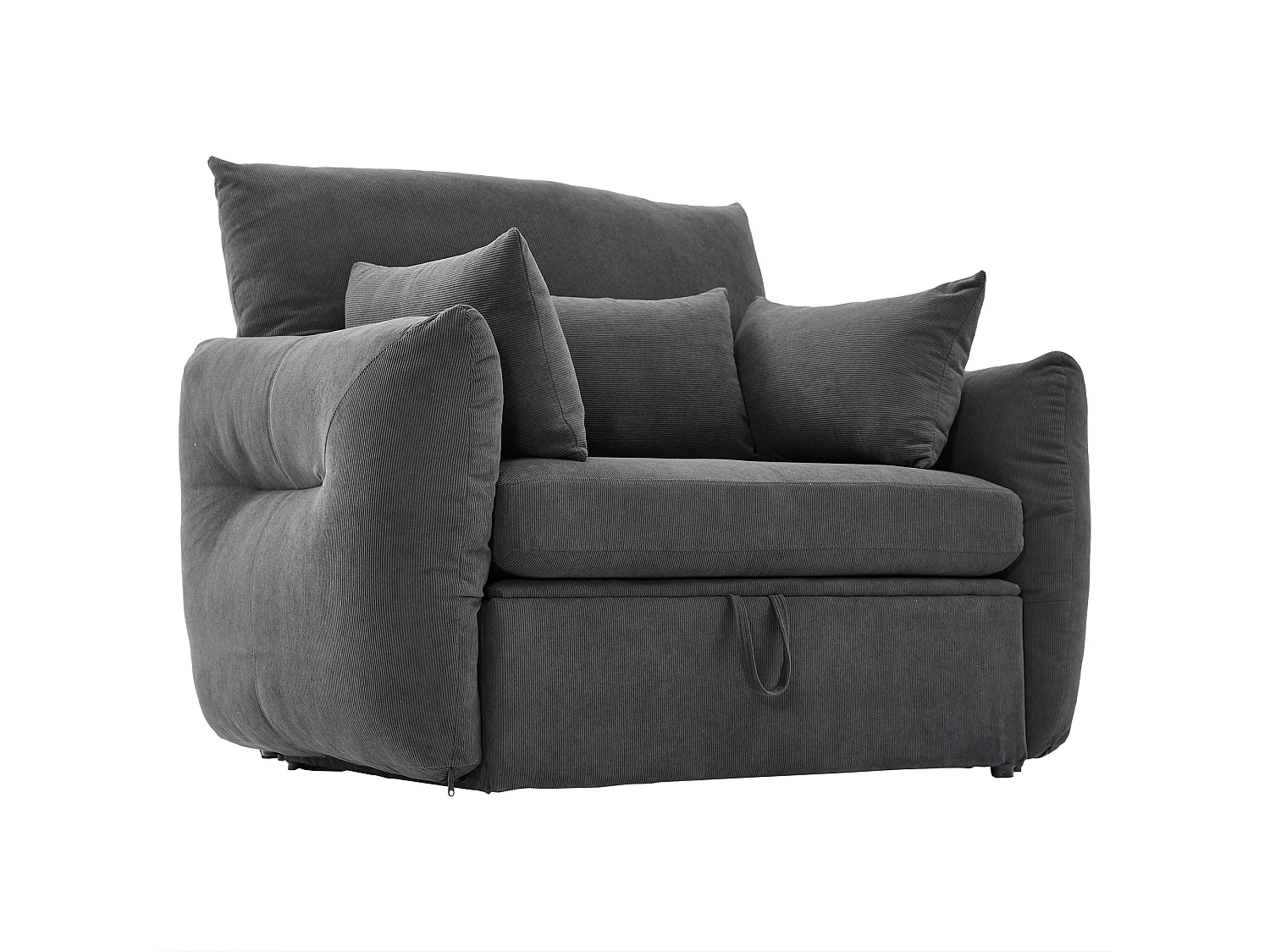 Moderne fauteuil met voetsteun en opbergruimte - 120 x 90 x 93 cm - Fluweel - Grijs