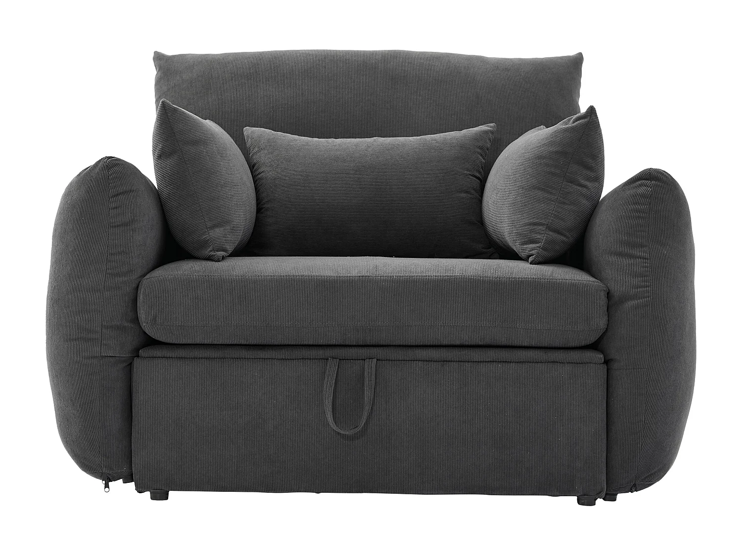 Moderne fauteuil met voetsteun en opbergruimte - 120 x 90 x 93 cm - Fluweel - Grijs