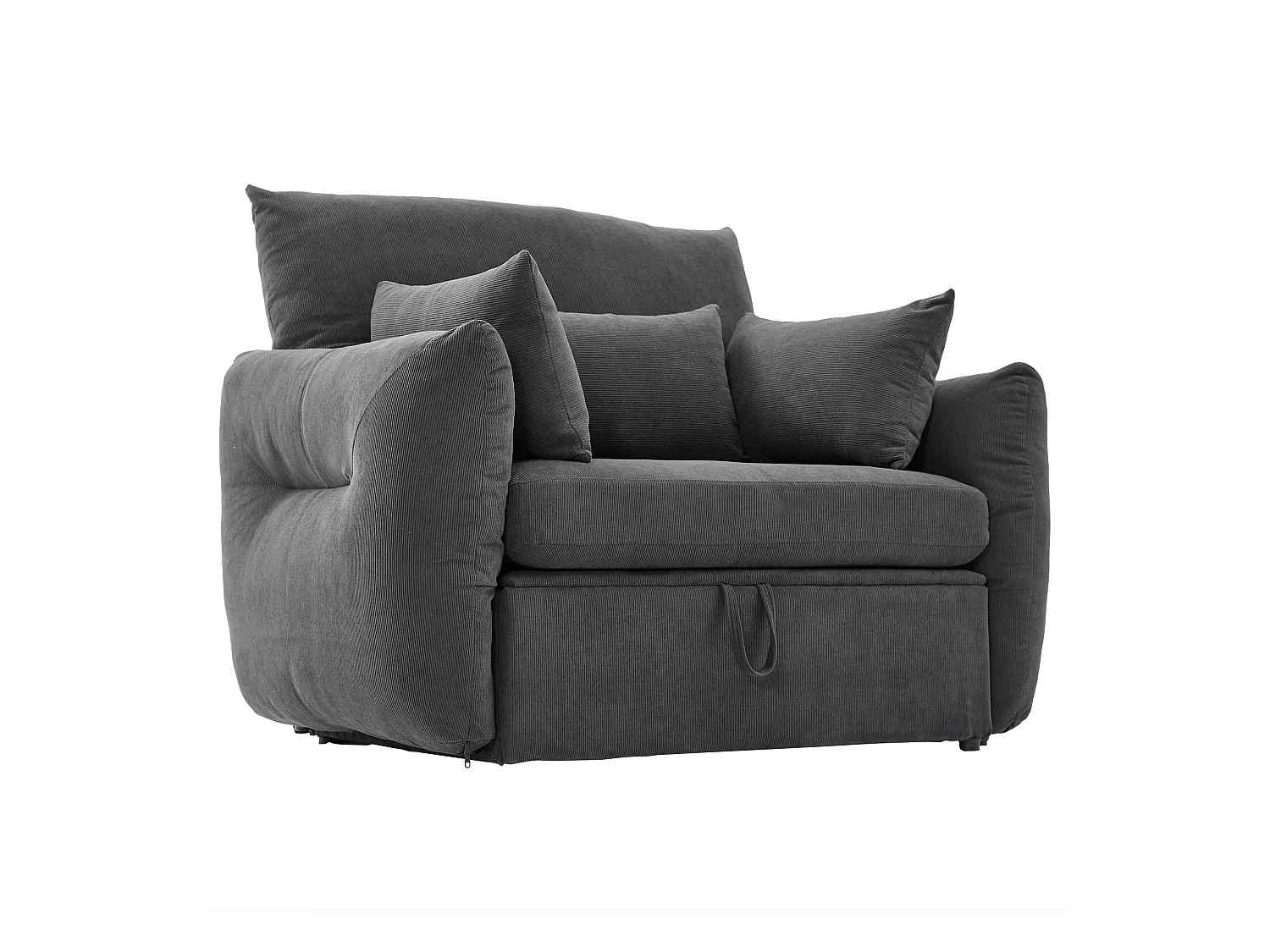 Fauteuil moderne avec repose-pieds et espace de rangement - 120 x 90 x 93 cm - Velours - Gris