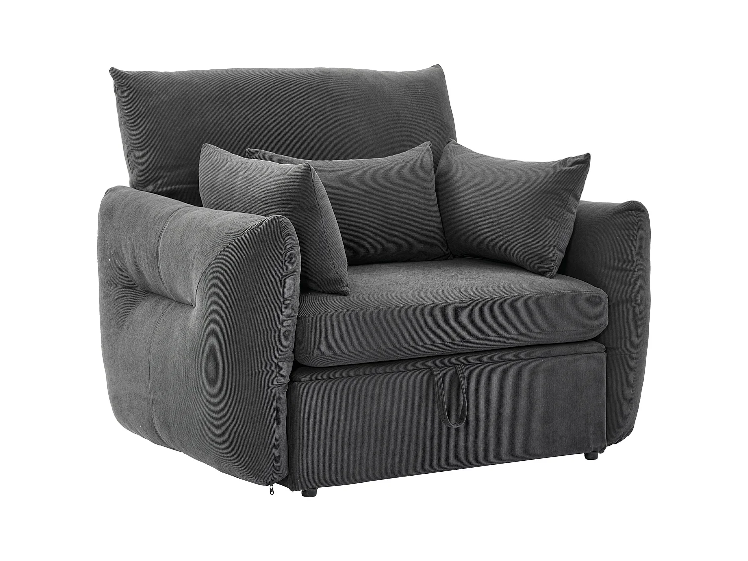 Fauteuil moderne avec repose-pieds et espace de rangement - 120 x 90 x 93 cm - Velours - Gris