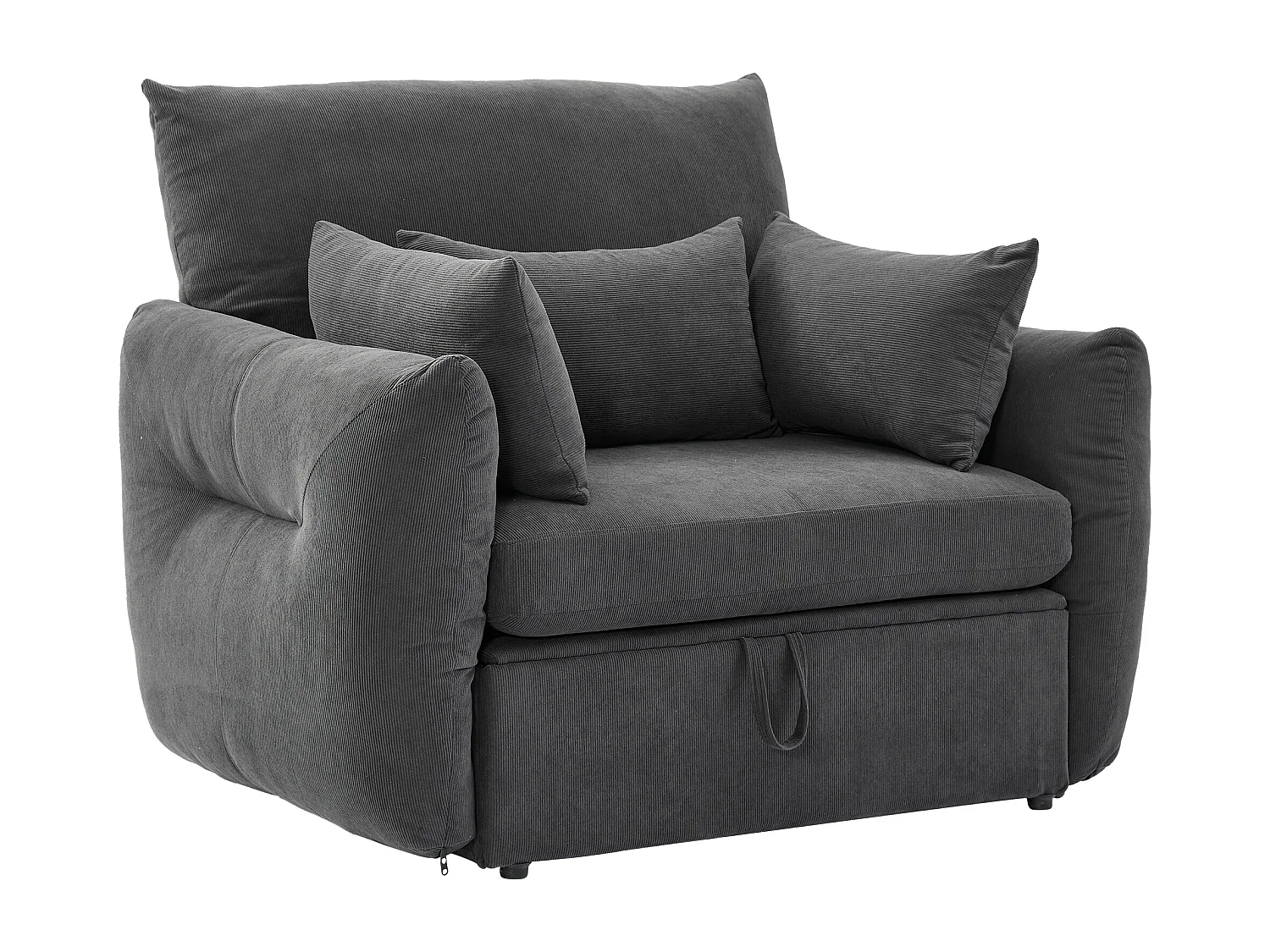 Moderne fauteuil met voetsteun en opbergruimte - 120 x 90 x 93 cm - Fluweel - Grijs