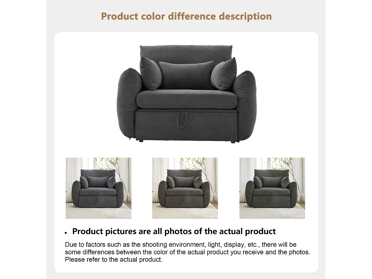 Moderne fauteuil met voetsteun en opbergruimte - 120 x 90 x 93 cm - Fluweel - Grijs