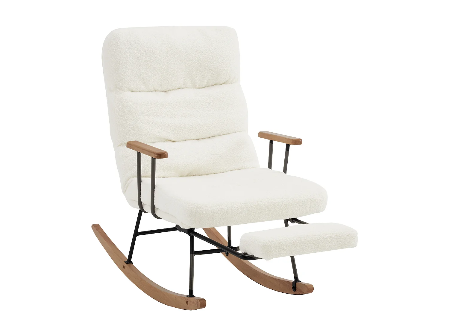 Mecedora reclinable y reposapiés - 58 x 102 x 100 cm - Teddy-Polar - Blanco