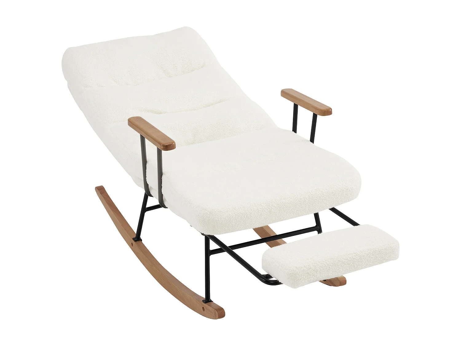 Mecedora reclinable y reposapiés - 58 x 102 x 100 cm - Teddy-Polar - Blanco