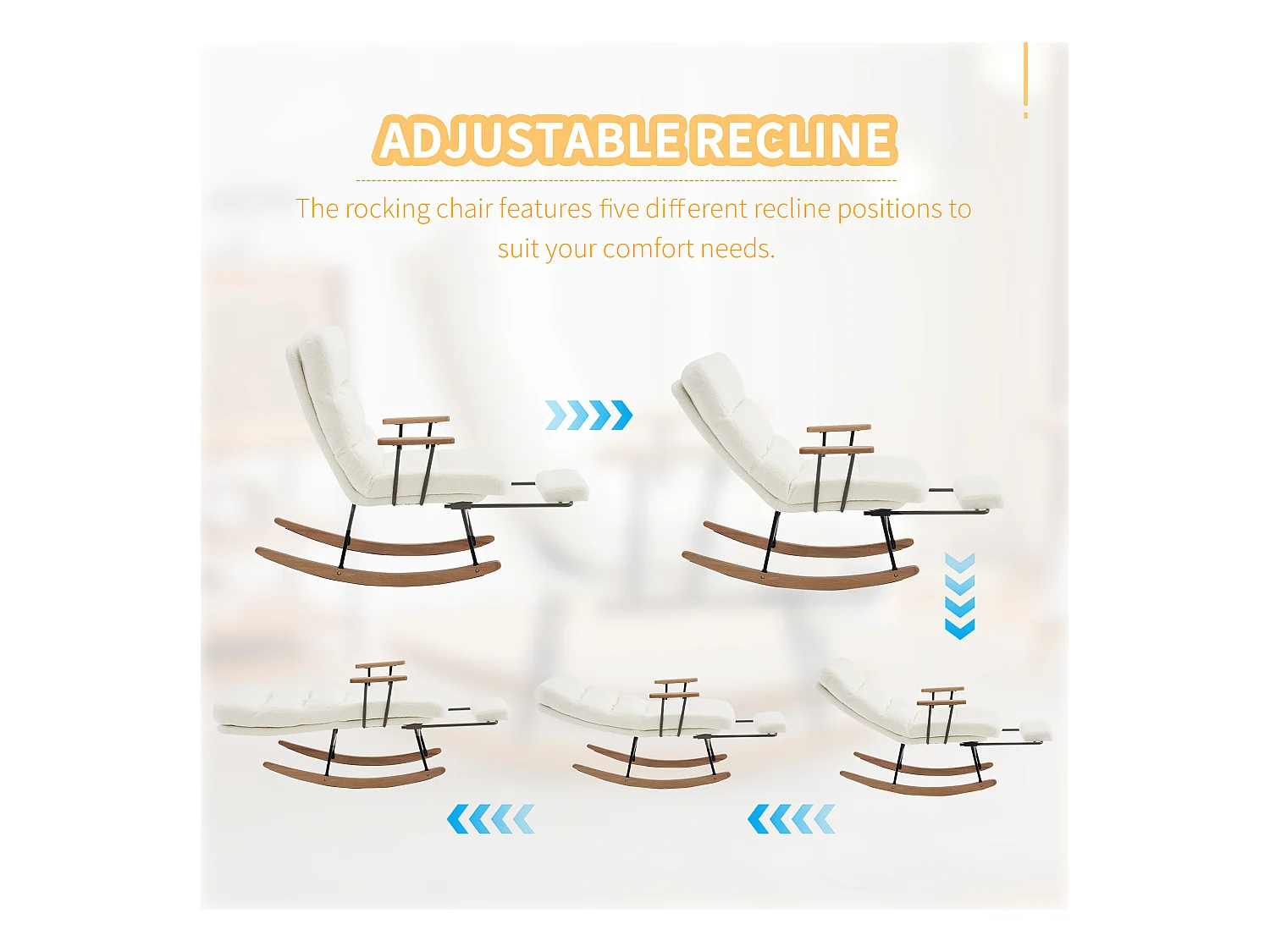 Mecedora reclinable y reposapiés - 58 x 102 x 100 cm - Teddy-Polar - Blanco