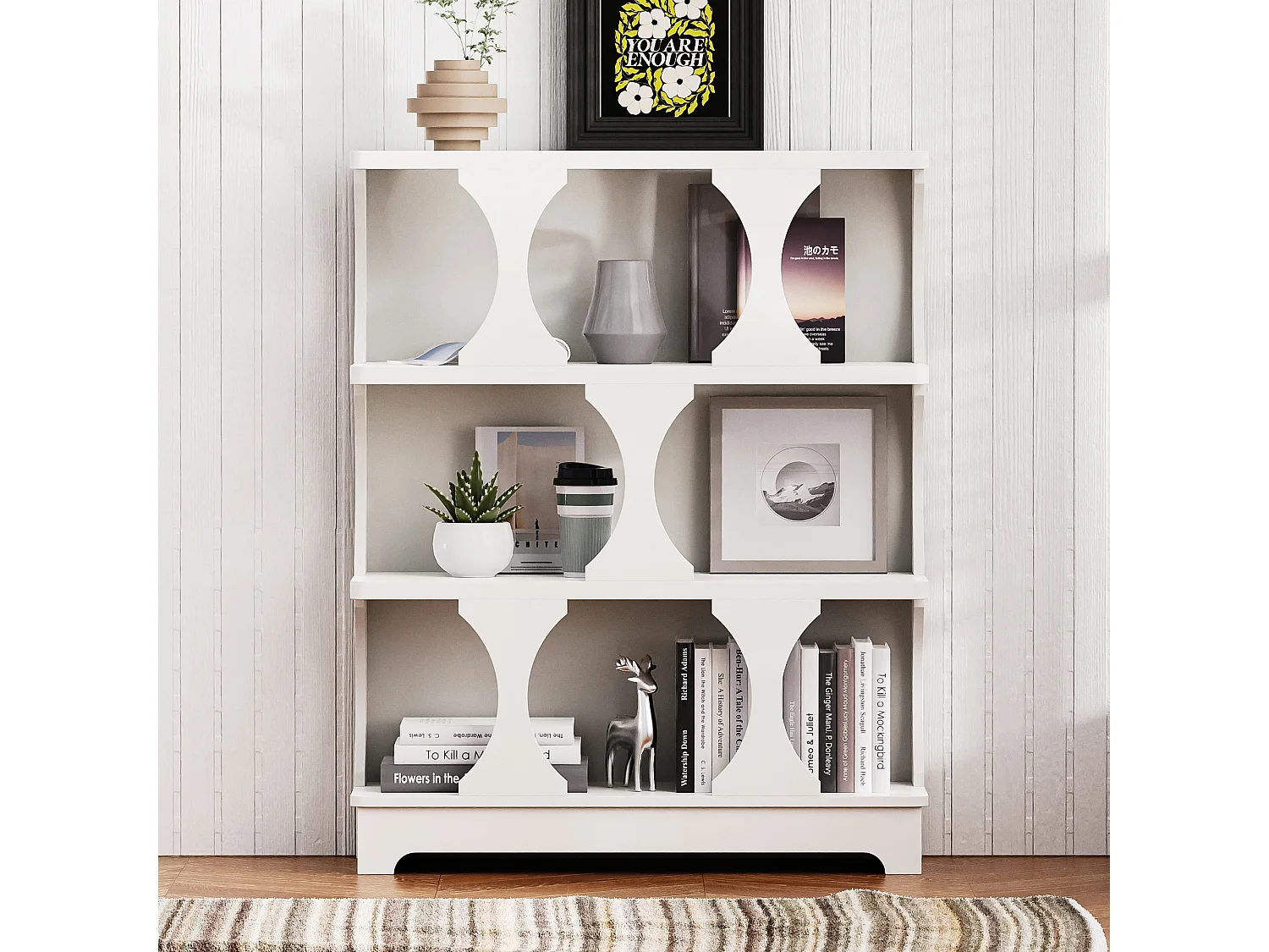 Boekenkast met 3 opbergplanken - 80 x 30 x 100 cm - MDF - Holle uitvoering - Wit