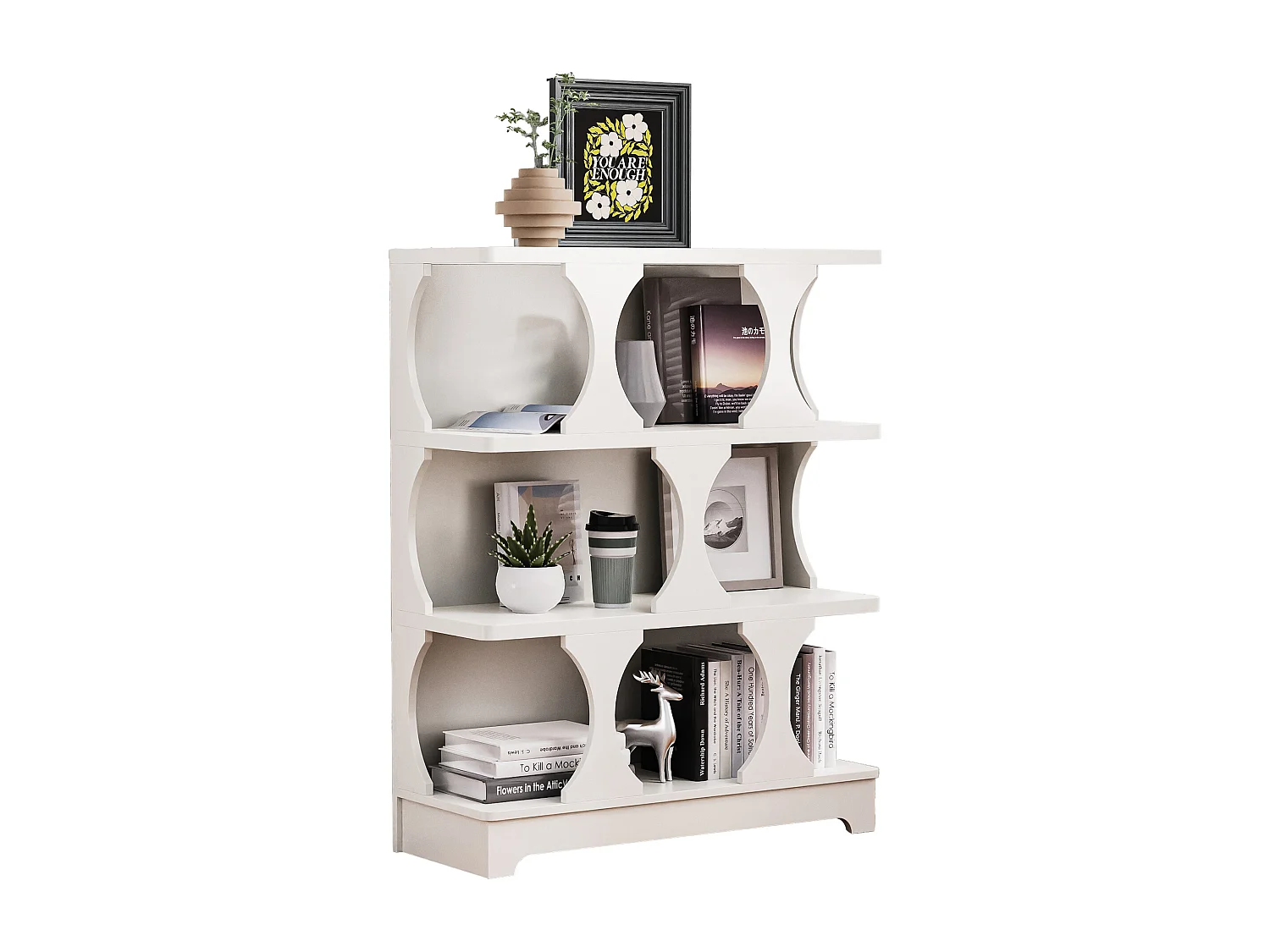 Boekenkast met 3 opbergplanken - 80 x 30 x 100 cm - MDF - Holle uitvoering - Wit