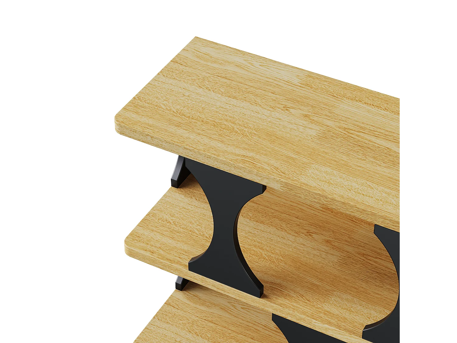 Bücherregal mit 3 Ablageböden – 80 x 30 x 100 cm – MDF – Hohldesign – Natur + Schwarz