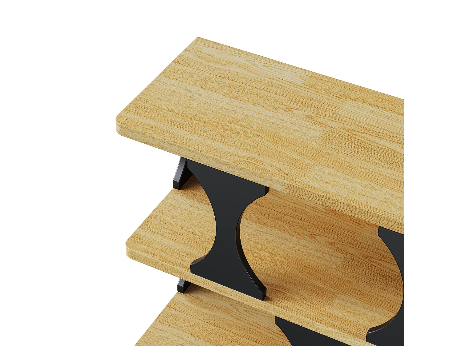 Boekenkast met 3 opbergplanken - 80 x 30 x 100 cm - MDF - Holle uitvoering - Naturel + zwart