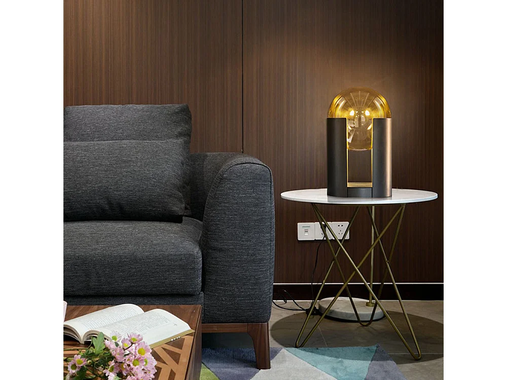 Arturesthome lampe de table indépendante en forme de boule en verre,d25cm x h43cm,noir