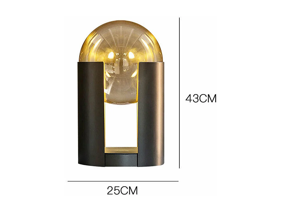 Arturesthome lampe de table indépendante en forme de boule en verre,d25cm x h43cm,noir